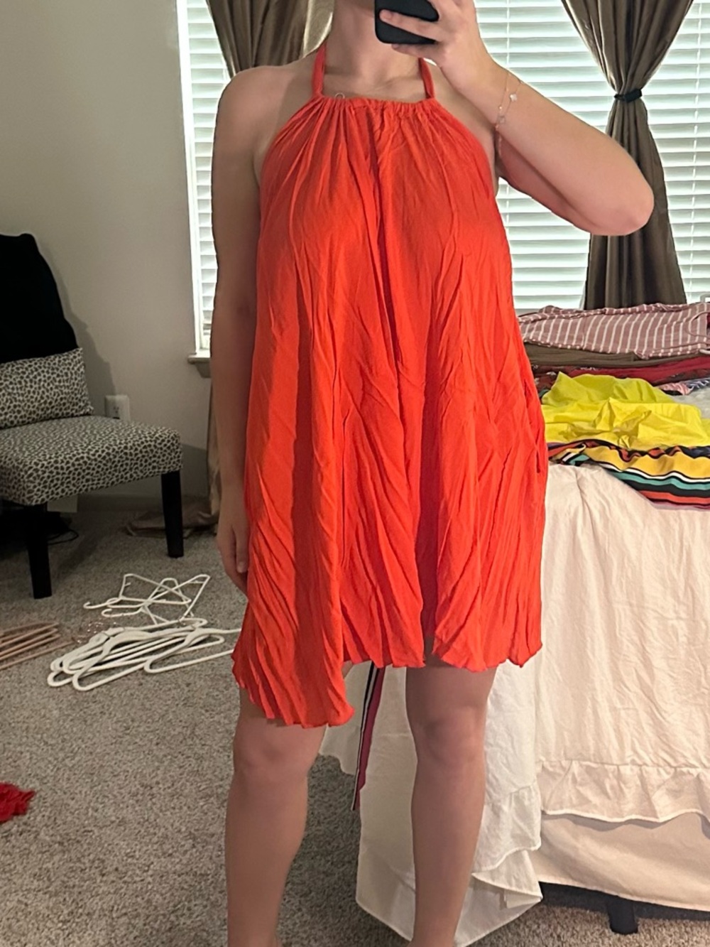 Elan Orange Halter Mini Dress